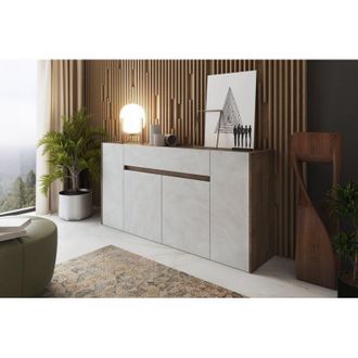 Dmora Aparador Cirimido, Mueble 3 Estantes, 1 Caj&oacute;n, 4 Puertas, 170x40x85 Cm Blanco