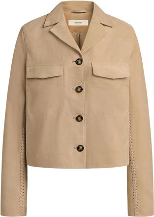 12 Storeez lacing-detail suede jacket - women - Lamb Suede/Acetate - S - Neutrals