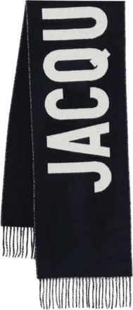 Jacquemus Fringe Logo Scarf - Dames - Wintersjaals - Blauw - ONE Size - Wol - Accessoires