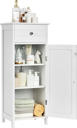Costway Armario De Pie Para Ba&ntilde;o Organizador, Madera Con Caj&oacute;n Mueble Aparador Lateral Para Cocina Sal&oacute;n Almacenamiento 35.6 X 30.5 X 88cm (blanco) - Costway