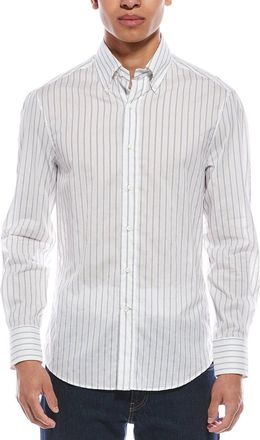 Brunello Cucinelli Vertical-Striped Cotton Shirt - White