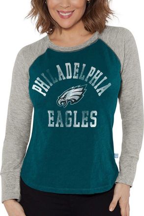 G-III 4Her by Carl Banks Womens G-III 4Her by Carl Banks Midnight Green/Heather Gray Philadelphia Eagles Waffle Knit Raglan Long Sleeve T-Shirt at Nordstrom, Size Xx-Large