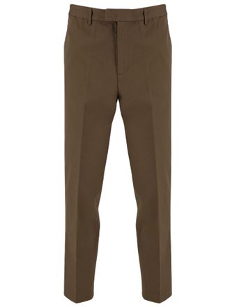 Emporio Armani Brown Pressed-Crease Cotton Straight-Leg Pants