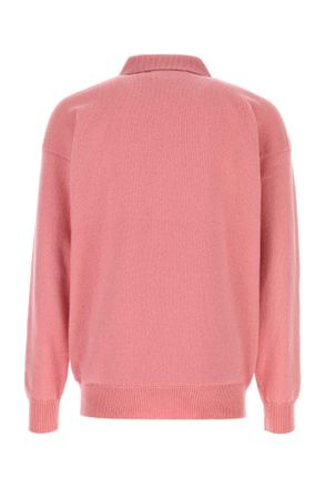 J.W.Anderson Mens Pink Wool Polo Shirt Bubblegum Exterior