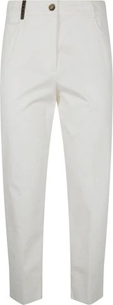 PESERICO Light Cotton Satin Stretch Trousers