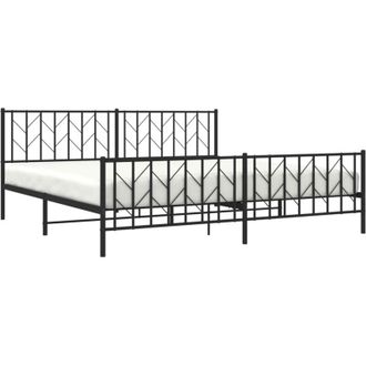 vidaXL Estructura Cama Sin Colch&oacute;n Con Estribo Metal Negro 200x200 Cm Vidaxl