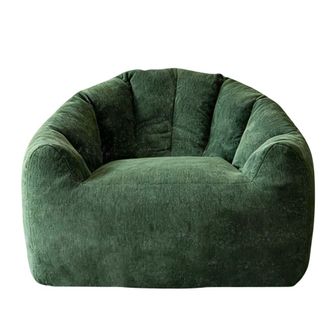 Urban Meuble Puf redondo de franela verde con lentejuelas