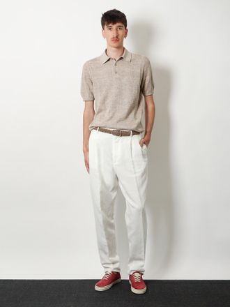 Brunello Cucinelli Mens Linen And Cotton Trousers White