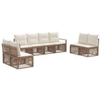 vidaXL Conjunto De Sof&aacute;s De Jard&iacute;n 8 Pcs Beige Rat&aacute;n Sint&eacute;tico Vidaxl