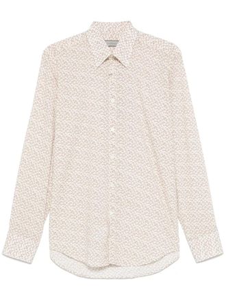Canali leaf-print shirt - Neutrals