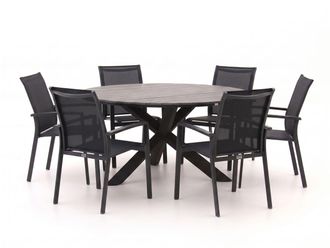 Forza Furniture Forza Centallo/Fidenza &oslash;149cm dining tuinset 7-delig stapelbaar