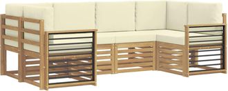 vidaXL Conjunto De Sof&aacute;s De Exterior 6 Uds. Blanco Y Crema Poli&eacute;ster Vidaxl