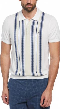 Original Penguin Retro Vertical Stripe Polo In White Multi