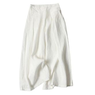 Generic Ladies Linen Trousers - Womens 3/4 Length Straight Leg Trousers Womens Summer Holiday Baggy Pant Loose Fit Beach Palazzo Pants Elasticated Waist Jogge