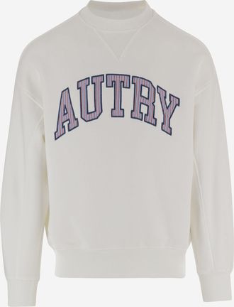 Autry Mens Cotton Sweatshirt With Logo White Sweatshirts Sweater