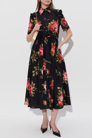 Dolce & Gabbana Dress With Floral Motif, Womens, Black