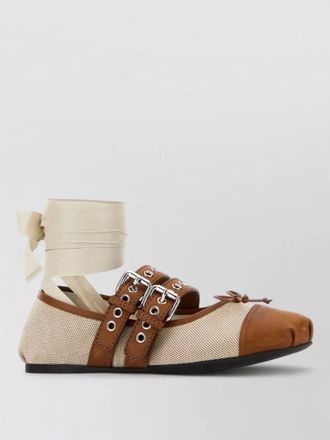 Miu Miu canvas ballerinas round toe contrast cap