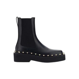 Valentino Garavani Black Calfskin Ankle Womens Boots