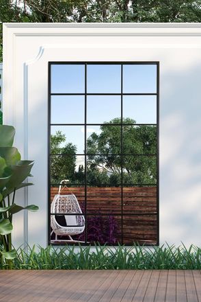 MirrorOutlet Black Modern Window Garden Wall Mirror 79 X 47 (200CM X 120CM) | Size: 1 Pack
