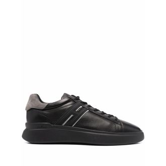 Hogan Zwarte kalf sneaker met grijze hiel - Heren - Sneakers - Zwart - 44 EU - Leer - Schoenen