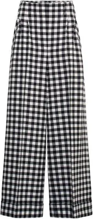 Maison Common Wide Leg Plaid Pants With Cuff in Black/white at Nordstrom, Size 36