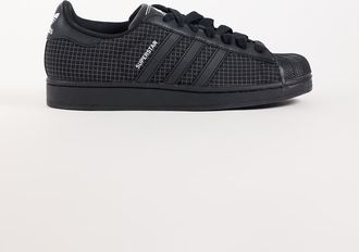 adidas Originals Superstar II sneakers nere con dettagli a griglia-Nero