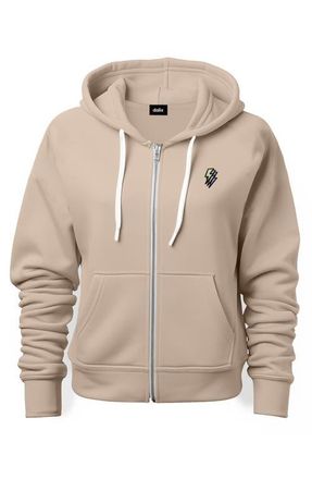 Dalix Lightning Bolt Zip Hoodie in Tan at Nordstrom, Size Xxx-Large