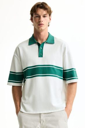 H&M Loose-fit Polo Shirt in Ivory/color Block at Nordstrom, Size X-Small
