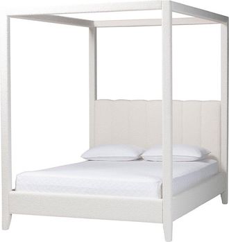 Baxton Studio Aerona Boucle Upholstered Queen Canopy Bed