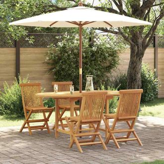 vidaXL Conjunto De Comedor De Jard&iacute;n 5 Pcs Marr&oacute;n Vidaxl