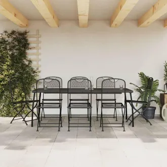 vidaXL Juego De Comedor De Jard&iacute;n 9 Pzas Malla Met&aacute;lica Gris Antracita Vidaxl