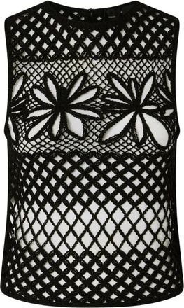 Pinko Sleeveless Tops, female, Black, S, Black Sleeveless Round Neck Top