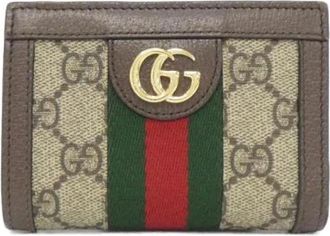 Gucci Pre-owned Ophidia GG Supreme Canvas Leder Portemonnee - Dames - Vintage Accessoires - Beige - ONE Size - Vintage