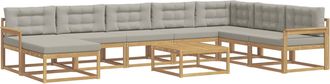 vidaXL Conjunto De Sof&aacute;s De Exterior 9 Uds. Blanco Y Gris Claro Vidaxl