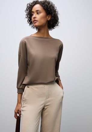 Street One 3/4-Arm-Shirt STREET ONE, Damen, Gr. 40, braun (silk braun), Jersey, Obermaterial: 48% Polyester, 48% Viskose, 4% Elasthan, unifarben, l&auml;ssig geschnit