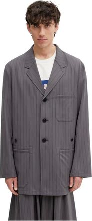 Yohji Yamamoto Pinstripe Refined Wool Chore Coat - Jackets - Hombre - Gris - L