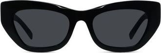 Givenchy City 54mm Cat Eye Sunglasses in Shiny Black /Smoke at Nordstrom