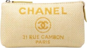 Chanel Pre-owned Clutches, female, Yellow, Size: ONE SIZE Pre-owned Raffia Clutch