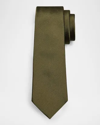 Saint Laurent Men & apos;s Solid Silk Satin Tie
