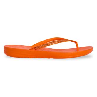 FitFlop Iqushion Sparkle Synthetic Womens Toe Post Sandals - Pop Orange - Size:UK 7