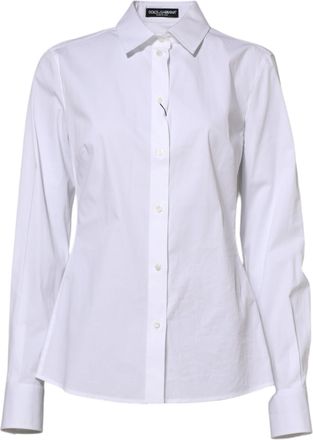 Dolce & Gabbana White Cotton Long Sleeves Collared Shirt Womens Top (Pre-Owned)