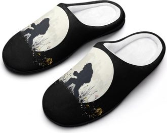 Generic Bigfoot Sasquatch Full Moon Men Slippers Funny House Shoes Cotton Slipper for Indoor Outdoor