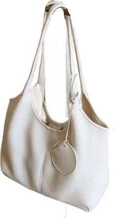 Generic Shoulder Bag Set, Compatible For Women Pure Color Large Capacity Shopper Totes With Earphone Pouch(WHITE)