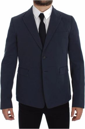 Dolce & Gabbana Elegante Blauwe Katoenmix Blazer Jas - Heren - Business blazers - Blauw - M - Katoen - Kostuums