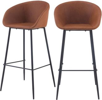 Rendez-Vous Déco Rendez-vous Déco - Set de 2 sillas de bar 75 cm de cuero sintético marrón - Kalba