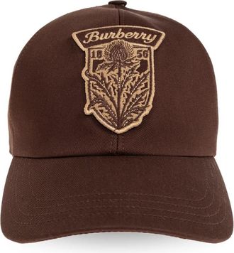 Burberry Thistle Shield Gabardine Baseball Cap - Heren - Petten - Bruin - M - Katoen - Accessoires