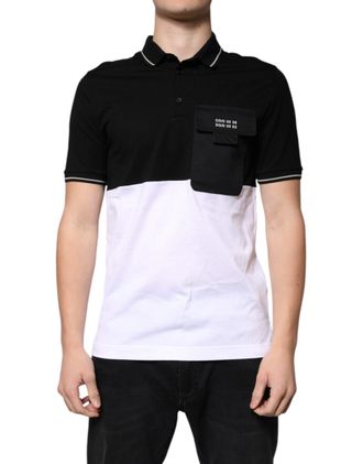 Dolce & Gabbana Mens Colorblock Cotton Polo Black