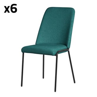 ML Design Set de 6 Sillas de comedor petr&oacute;leo de poli&eacute;ster con patas de metal