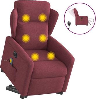 vidaXL Vidaxl - Sill&oacute;n De Masaje El&eacute;ctrico Reclinable Elevable Tela Rojo Tinto