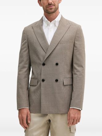 BOSS double-breasted checked blazer - men - Virgin Wool/Polyester/Elastane/Viscose/Polyester - 56 - Neutrals